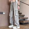 Ice silk overalls men's summer thin drape and thin loose sweatpants American trend casual multi-pocket pants