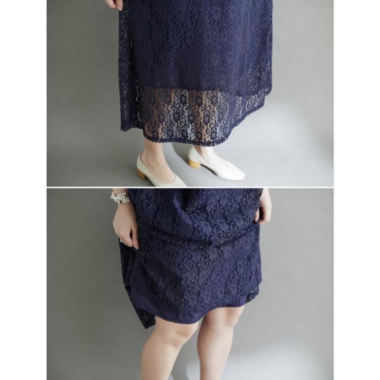 New Summer Loose Long Dress Vintage Floral Lace Casual Basic Dress for Women Plus Size