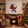 Festive Wall Murals Christmas Stickers, Cartoon Santa Claus Carrying Bag Decal, Peel And Stick Holiday Glass Stickers Full of Gifts DIY Art for Winter