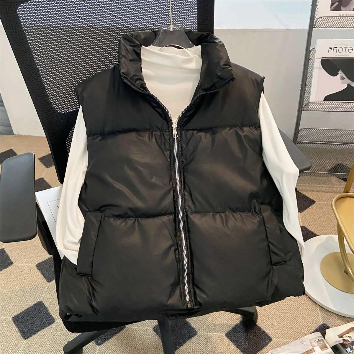 

Женский осенне-зимний короткий жилет, свободная повседневная майка на одно плечо, однотонная куртка L