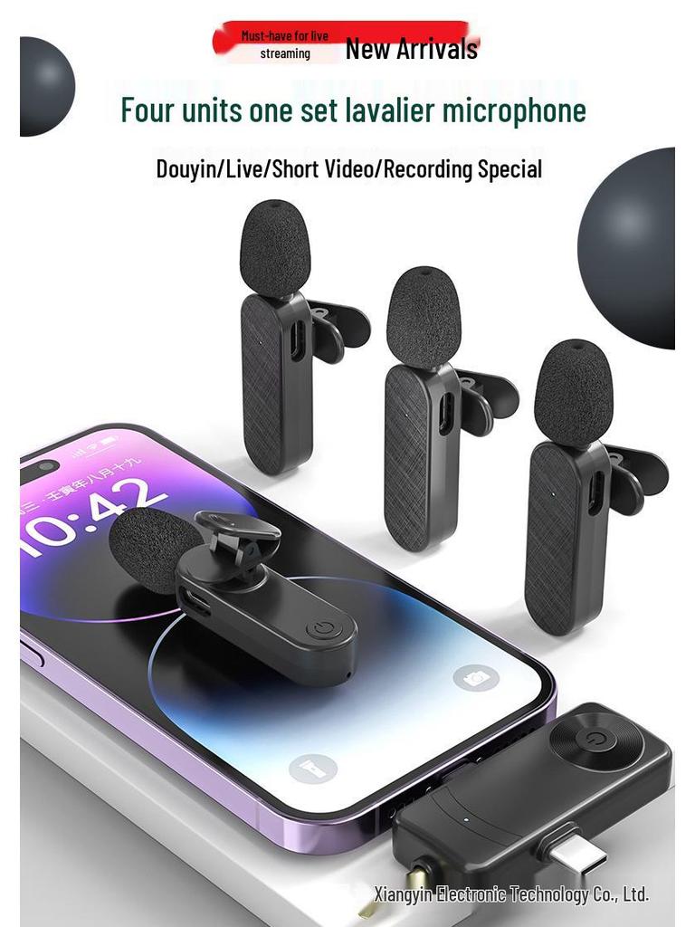 Cross-Device 4-in-1 Wireless Lavalier Microphone with Digital Display for Streaming, Shooting, Recording, & Noise Reduction (Model: H8/H12/H18/H19)