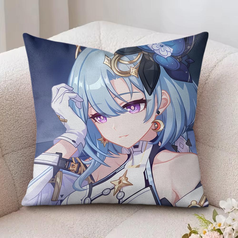 Anime Game Honkai Impact Cushion Cover Silky Short Plush Invisible Zipper Dustproof Sofa Pillow Case For Home Decor