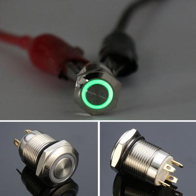 Body 12mm Zelené LED Světlo Kovové Tlačítko Momentální Spínač Loď Auto Vodotěsné