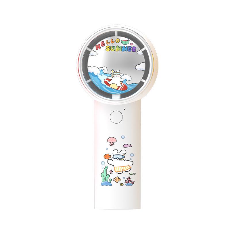 

Hip Hop Mini Handheld Fan: USB Rechargeable, Portable, Stylish Outdoor Cooling Accessory 5.2*3.8*11.8 CM білий