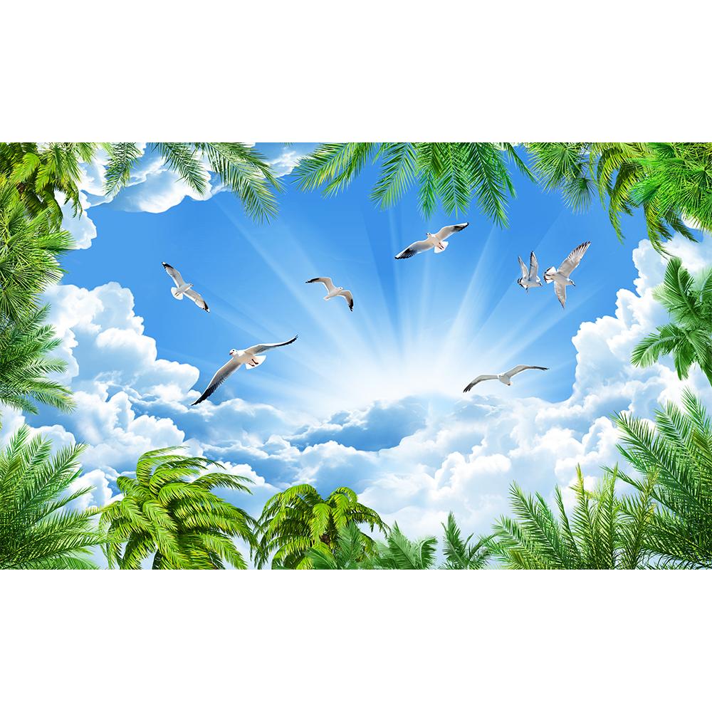 3d Ceiling Wall Mural White Birds Blue Sky Wallpaper Living Room Bedroom Hotel Wallpaper Of Sky