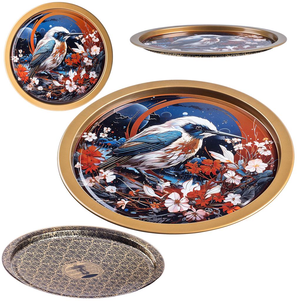 KADAX Taca Okrągła Litografowana 32.5cm Metalowa 