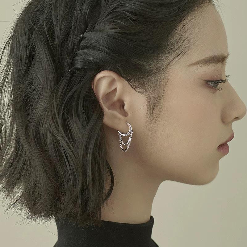 Beixi S925 Sterling Silver Hoop Tassel Earrings for Women Sterling Silver 925