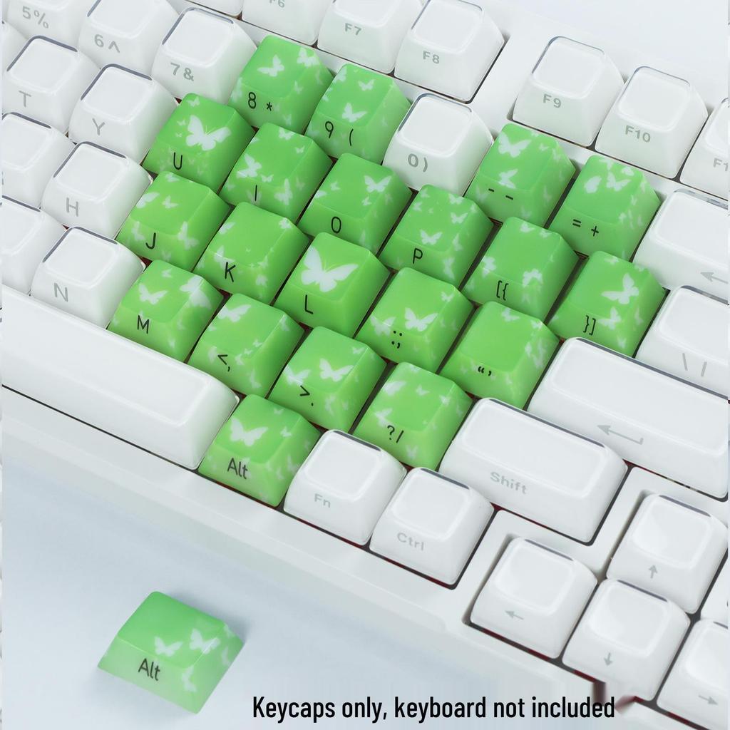 21-Key XVX Butterfly Translucent Pink & White Heart Keycaps for Magnetic Switch Keyboards