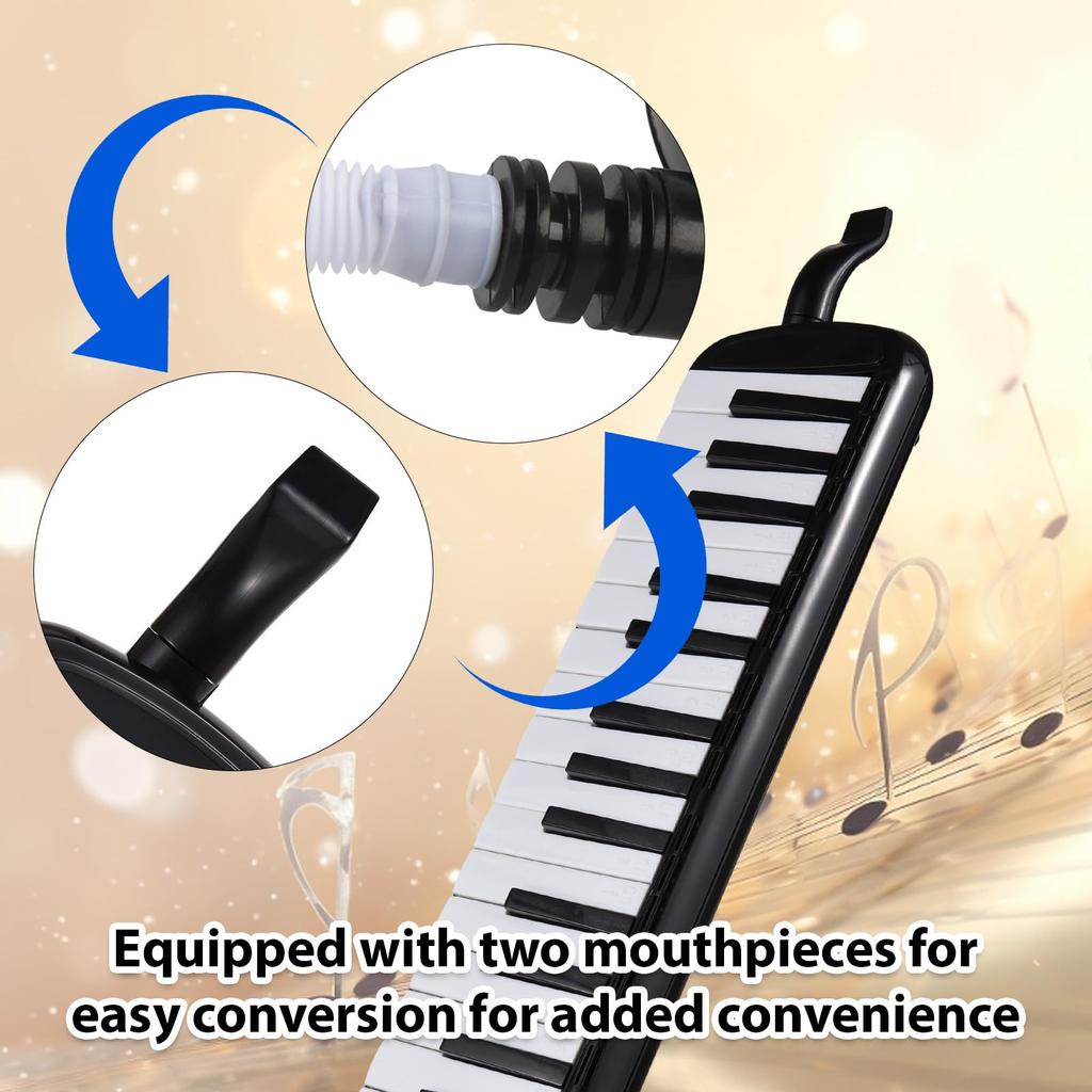 COMETX Melodica 37-Key Instrument with Melody and Air Piano Keyboard 2 Soft Blow Pipes 2 Mouthpieces Carrying Bag Beginner and Adult Gift Set