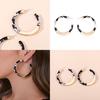Elegant Geometric Black And White Patterned C-shaped Earrings For Trendy Street Style