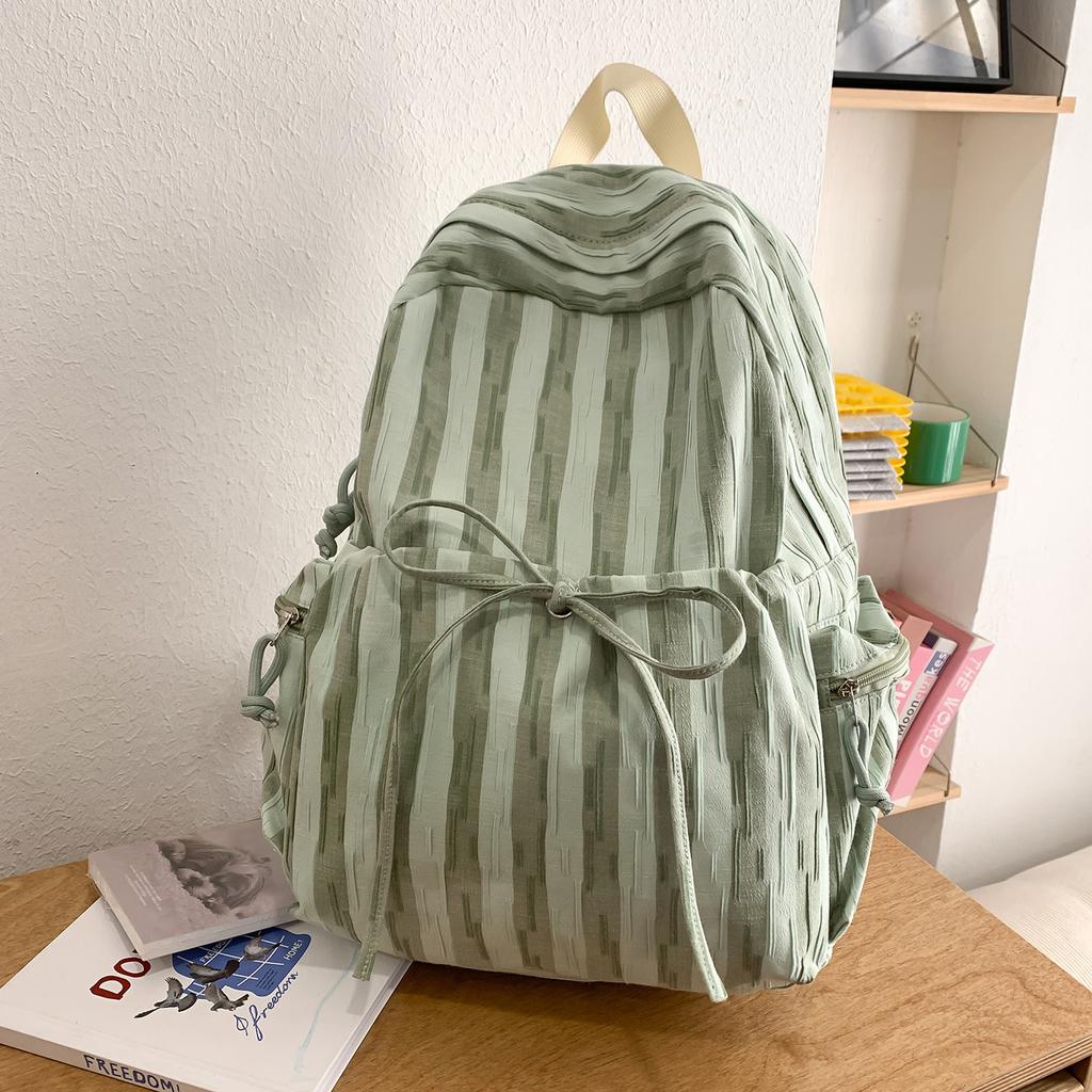 Schoolbag striped canvas backpack girl 1011 new fashion cool light schoolbag Korean version of junior high school student bag