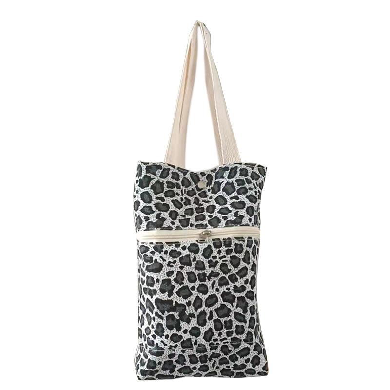 Canvas leopard print water cup bag stew pot stew cup handbag going out fashion sundries environmentally friendly fashion shopping bag