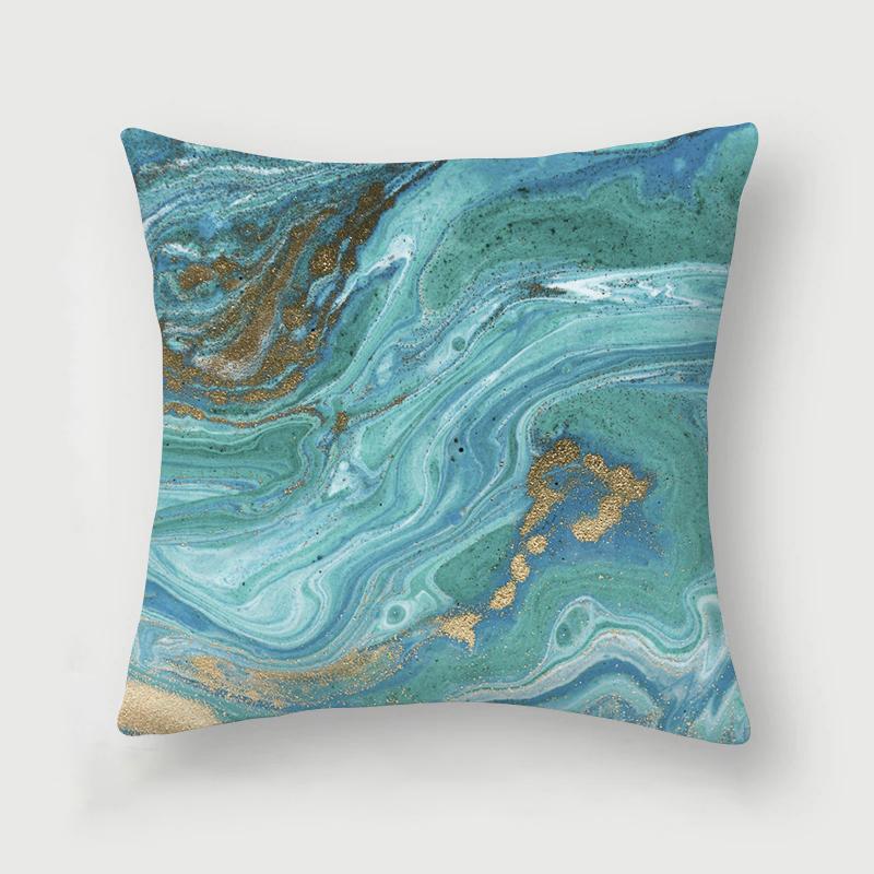 Nordic Blue Marble Polyester Pillowcase Sea Rock Texture Bedside Sofa Chair Throw Pillow Cushion Cover Home Decor Cushion Cover