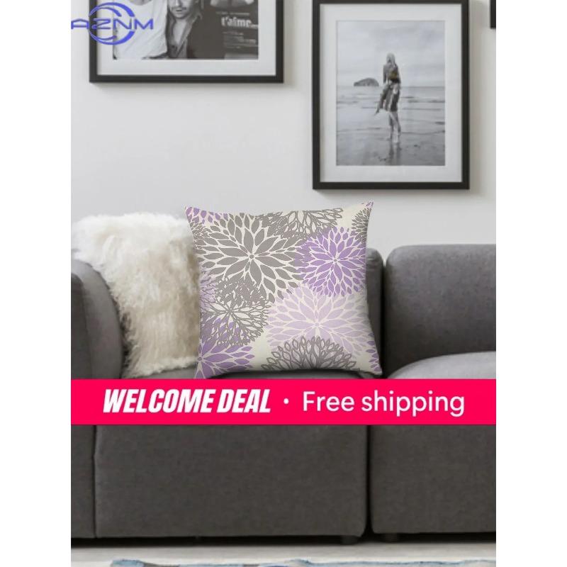 Geometric Light Purple Pillow Cover 50*50 Living Room Sofa Cushion Cover 40*40 Solid Color Decorative Cushion Cover Home Decor