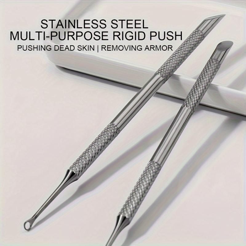 Stainless Steel Cuticle Pusher Dead Skin Remover Heavy-Duty Multifunctional with Ergonomic Handle for Home Salon Precision Care