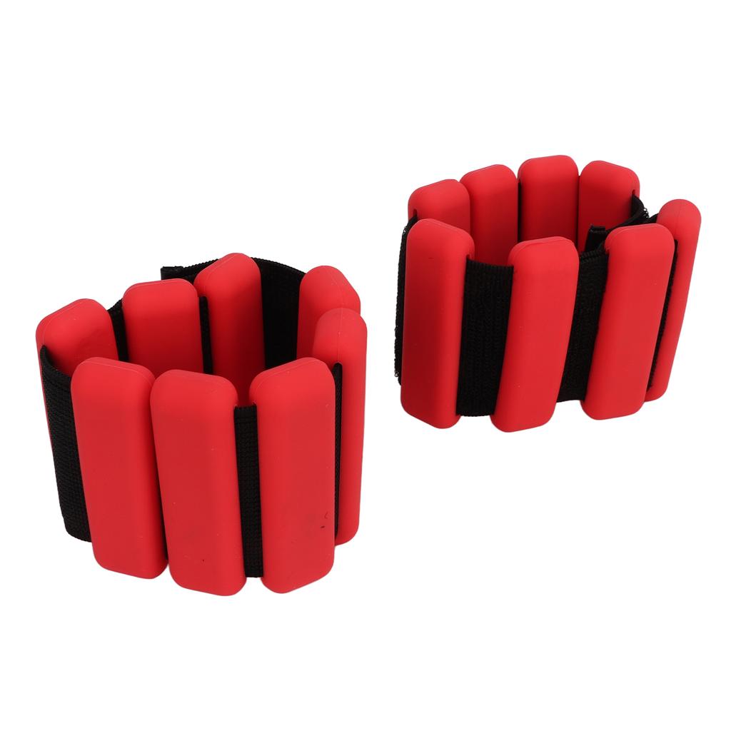 2 PCS Silicone Weight Bearing Bangles Wrist Weights Bracelet Sports Running Wrist Ankle Strap Red