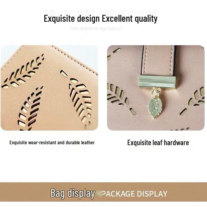 Youthful Embossed Long Wallet: Three-in-One Coin Purse, Anti-Magnetic, Multi-Card Slot Holder, with Elegant Cutout Design.