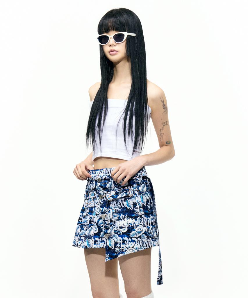 Eipeuleonwei Western Rose Pleated Wrap Skirt