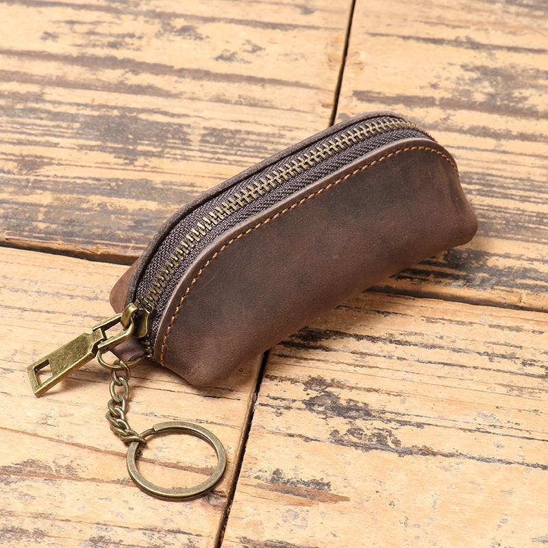 Retro Leather Coin Bag Simple Zipper Clutch Wallet Credit Card Holder Key Bags Men Money Change Pouch Business Wallet Gifts