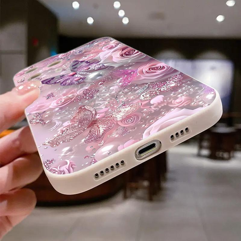 Oil Painting Pink Rose Flower Phone Case For iPhone 17 16 15 14 13 Pro Max 12 11 16 Plus 16E 17 Air Shockproof Soft Bumper Cover