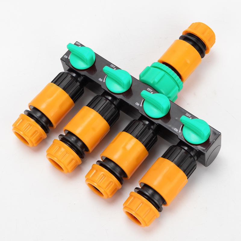 Garden Hose 4-Way Water Splitter with Switch Valve Connector