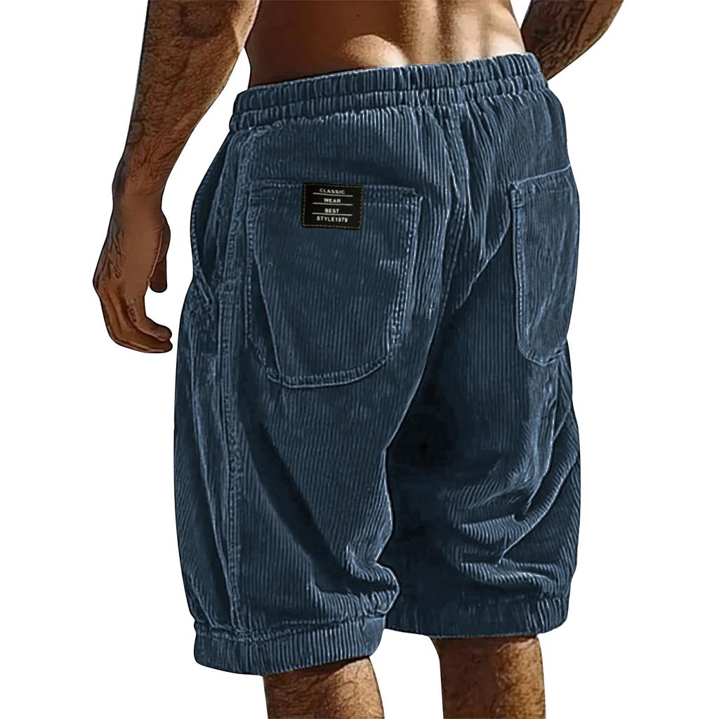 Men's Summer Striped Athletic Shorts Men's Multi-Pocket Casual Shorts