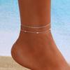European & American Minimalist Double-Layer Round Bead Chain Anklet - Creative Retro Alloy Design