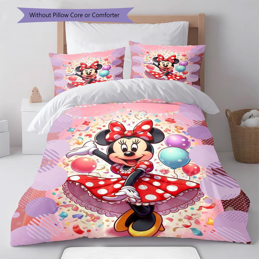 Sweet and Cool Leopard Print Minnie Mouse Themed Bedding Set, A Comfortable Choice for Decorating A Child's Bedroom.