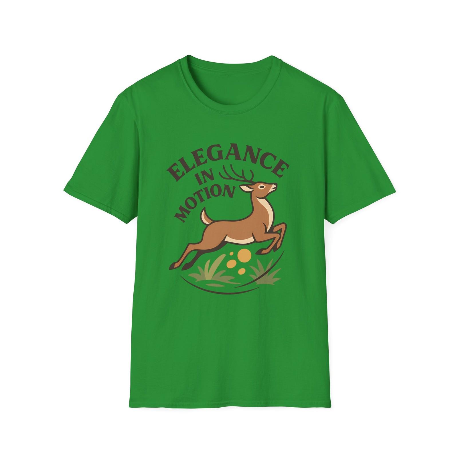 Unisex Softstyle T-Shirt Mens Womens Tees Top Stylized Leaping Deer Forest Nature Wildlife Design L