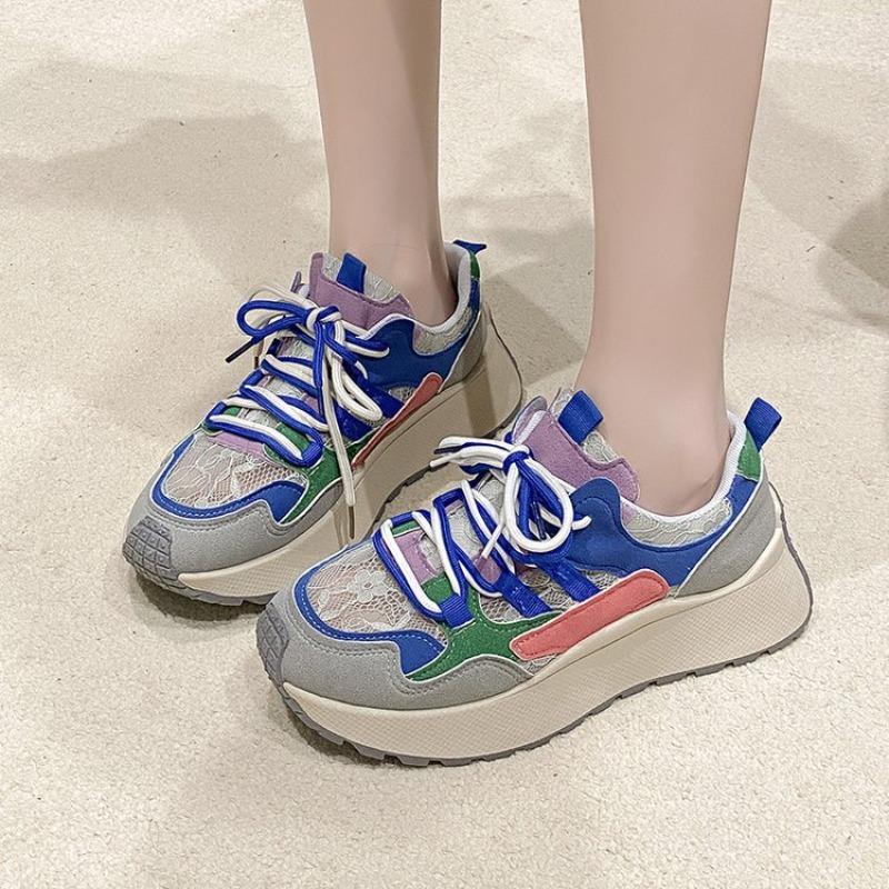 Dopamine color matching sneakers summer two-color shoelaces dad shoes college wind mesh casual shoes women