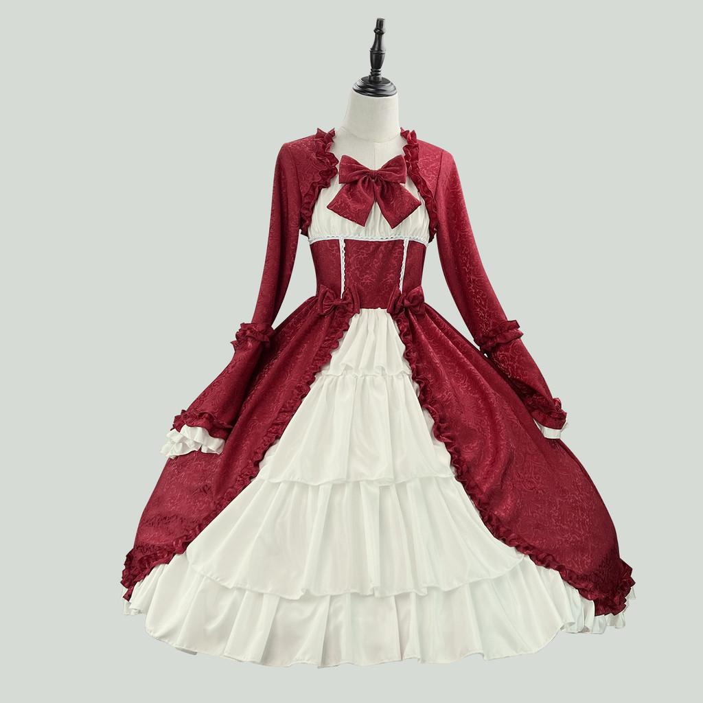 Gothic Medieval Dress For Women Vintage Ethnic Party Gown With Bow Tie For Spring