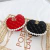 Cute Children's Heart-shaped Crossbody Bags Pearl Handle Girls Mini Shoulder Messenger Bag Princess Wallet Coin Purse Handbags
