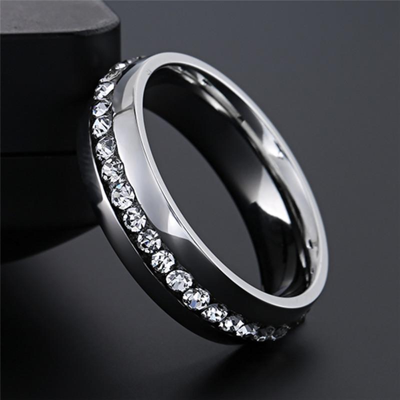 Modyle New Fashion CZ Stones Ring for Women Punk Vintage Gold CopperColor Stainless Steel Crystal Finger Band Elegant Jewelry