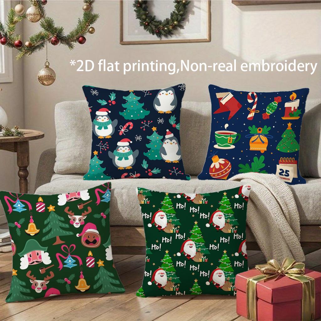 Christmas Cute Throw Pillow Covers Pattern Cushion Cover Suitable for Sofa Bedroom Car Pillow Cover