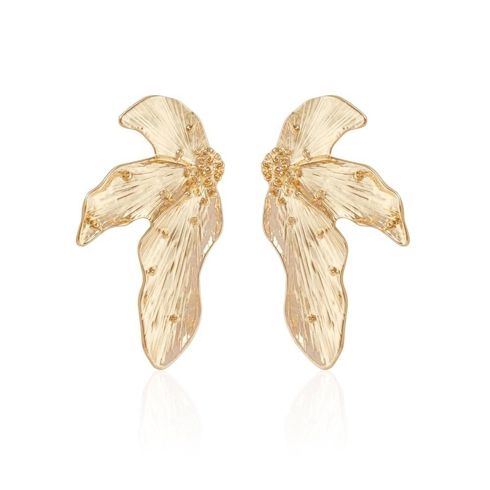 Gold Color Leaf Earrings Exaggerated Fashion Jewelry New Metal Geometric Earrings Holiday