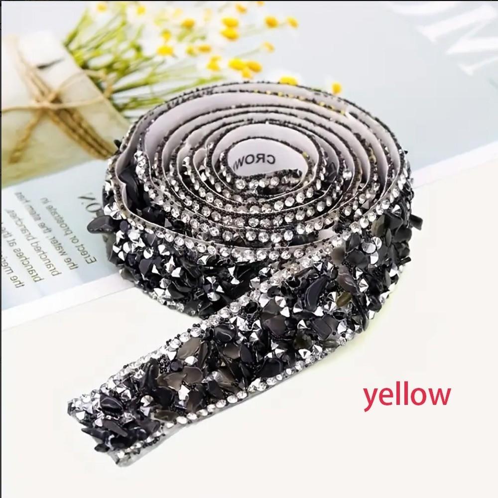 Self Adhesive Rhinestone Strip Colorful Resin Material Crushed Rhinestone Trim Crushed Stone No Iron Needed
