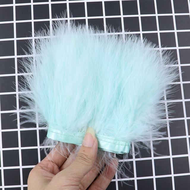 Feather8-10cm Fluffy Turkey Feather Trim On Ribbon – 1-10m Natural Feathers Fringe for Sewing, DIY Crafts, Wedding & Clothing Decor