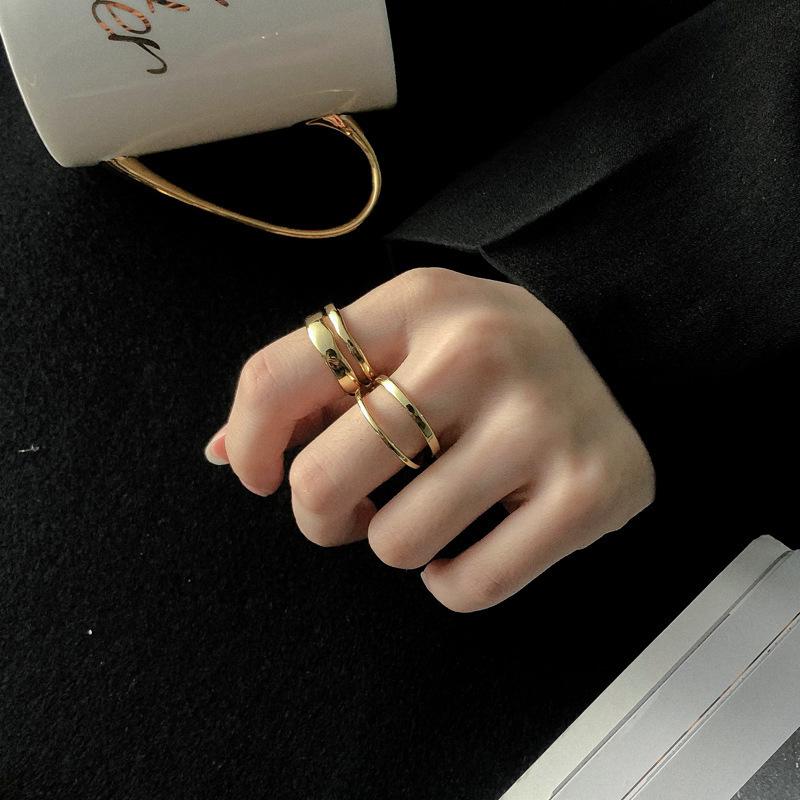 Women's Gold Double Layer Retro Open Ring - European American Style, Personalized Fashion, Hip Hop Inspired Index Finger Design