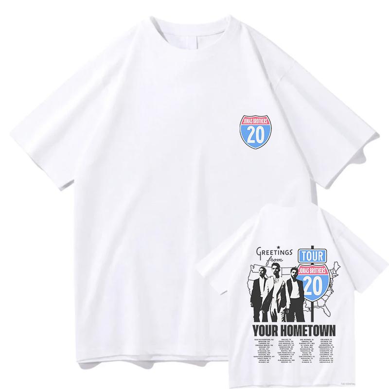 Jonas Brothers Greetings From Your Hometown T-shirts Mens Women Clothing Cotton Short Sleeves T Shirts Fashion Vintage T-shirt