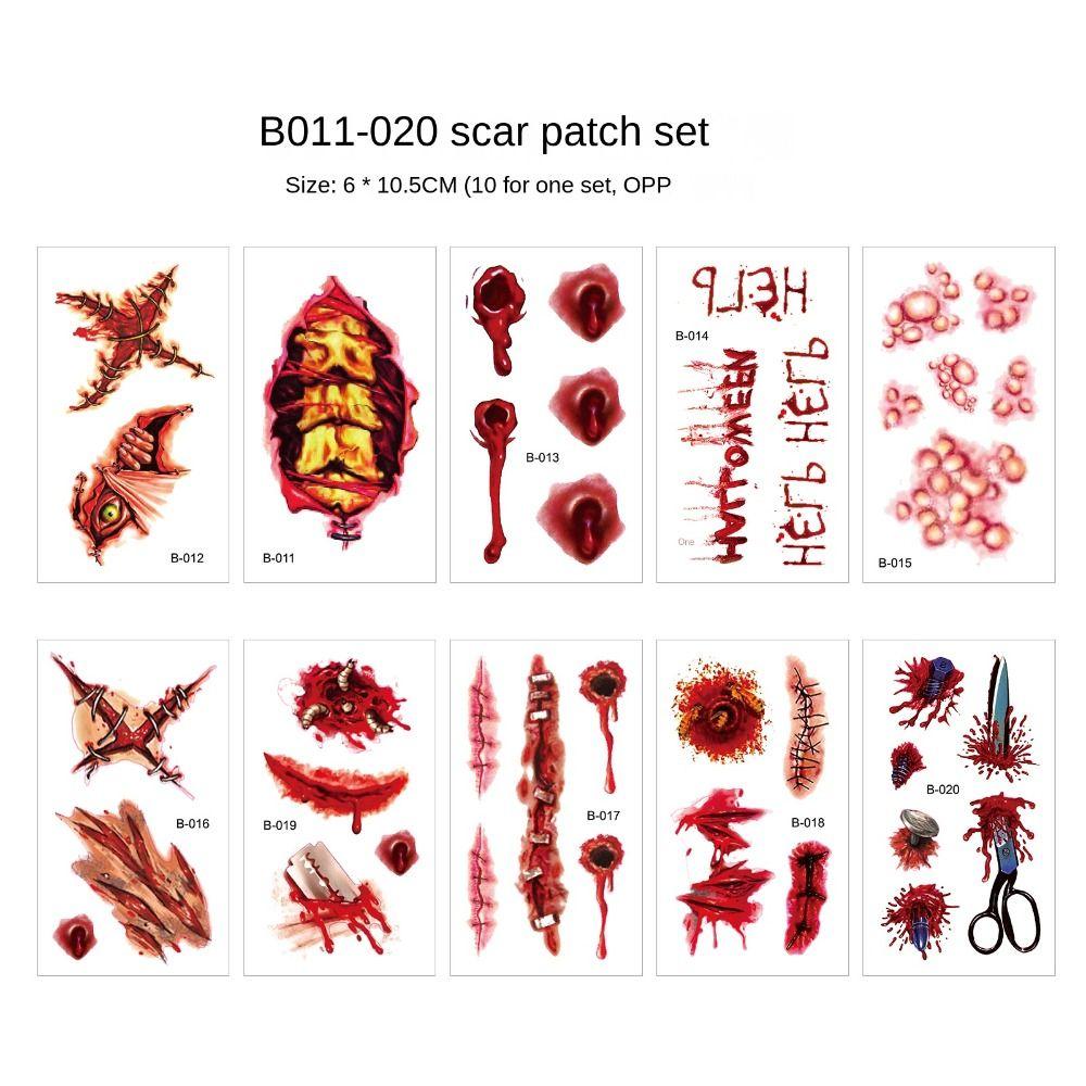 Fake Tatto Halloween Horror Tattoo Stickers Waterproof Big Mouth Face Sticker   Festival Carnival