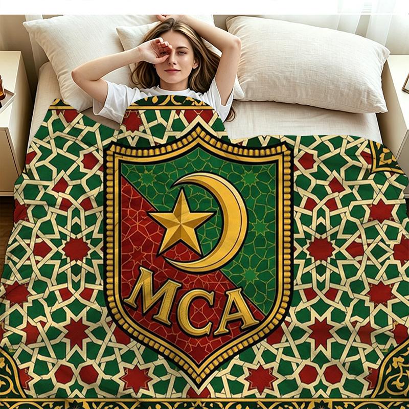 MCA MOULOUDIA LOGO Print Flannel Blanket High Quality Warm Comfortable Cover for All Seasons Perfect for Gifts Home Decor