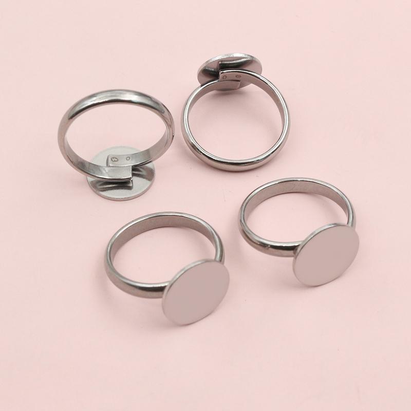 5pcs Stainless Steel 6-14mm Inner Size Craft Ring Cabochons Blank Base Settings Tray DIY Jewelry Making Accessories Supplies