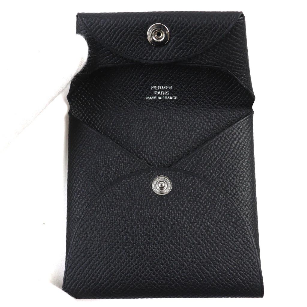 Pristine HERMES Coin case Bastia Coin Pocket black Epsom Leather Women Used