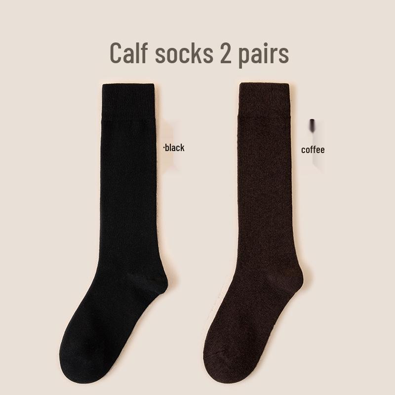 Women's Premium Cotton Mid-Calf & Thigh-High Socks: Versatile for All Seasons, Black