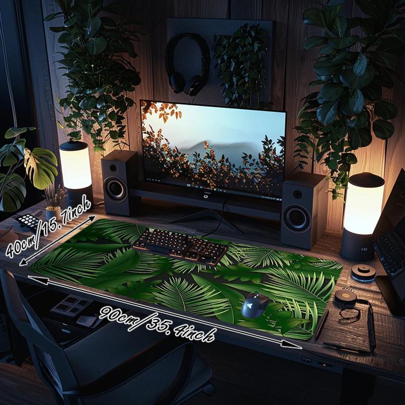 1PC tropical leaves Oversized Mouse Pad - Non-Slip Rubber Base Perfect for Office School Esports Home Decor Desk Mat 269A