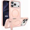 Case for iPhone 18 Pro, Protection with Magnetic Ring and Stand - Translucent Pink
