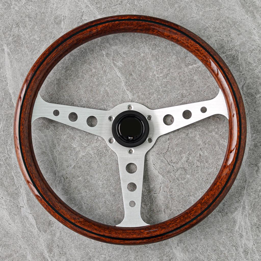 Universal Heritage Indy Wood Grain Steering Wheel 14inch Classic Racing Sports Car Steering Wheel