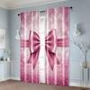 2pc,  Curtains Pink Bow Print Versatile Polyester Fabric,Without Electricity Family Party Suitable for Parties and Everyday