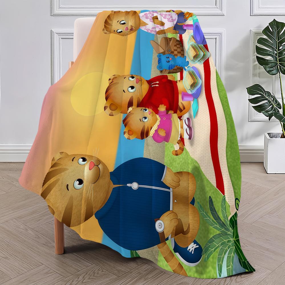 Cartoon D-Daniel Tigers Neighborhood Blanket Blanket for Couch Sofa Travel Home Picni Flannel Blanket Birthday Gift Warm
