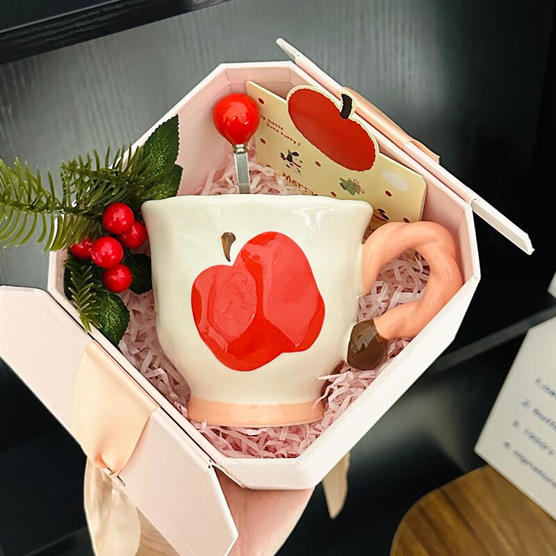 Apple Design Ceramic Mug with Spoon